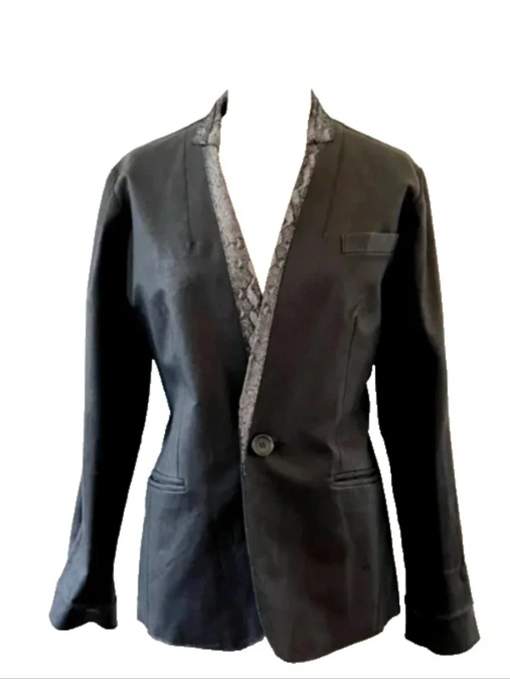 NEIMAN MARCUS Reversible Leather Jacket NWT! Sz M Matte Black Shiny Snakeskin